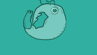 A small shrimp glows with blue light